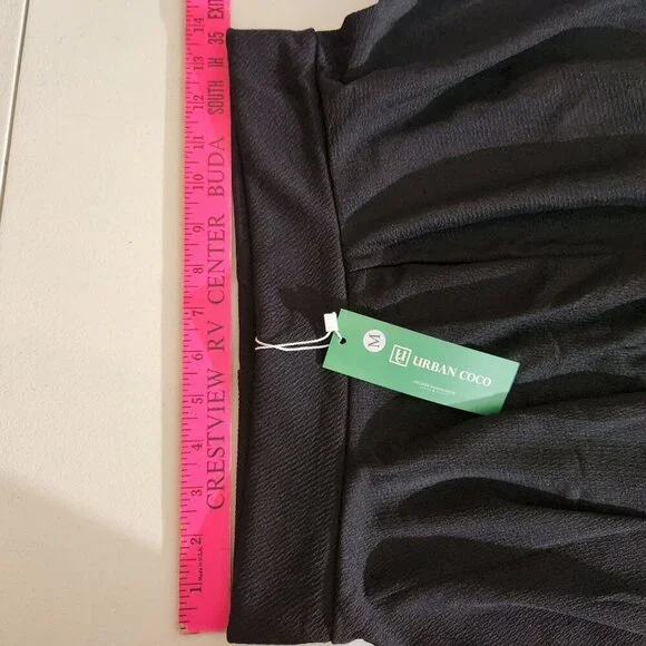 Urban Coco Pleated Flared Skater Skirt Medium Black - Picture 5 of 11